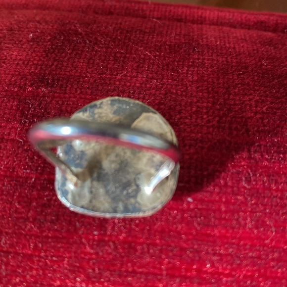 Navajo Vintage 1970s Kingman Square Turquoise Sterling Silver Ring two bands - Picture 5 of 11